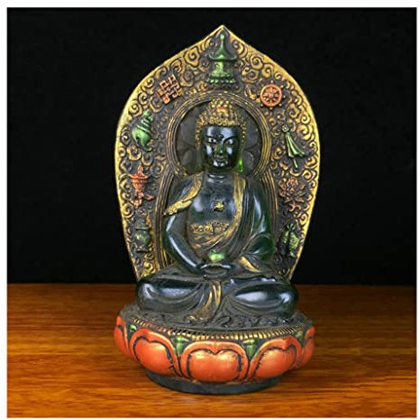 WIPPWER Zen-Dekoration, Ornament for zu Hause mit Glas-Shakyamuni, der auf Buddha sitzt, um ihn anzubeten. Alte Buddha-Statue, Buddah-Dekoration