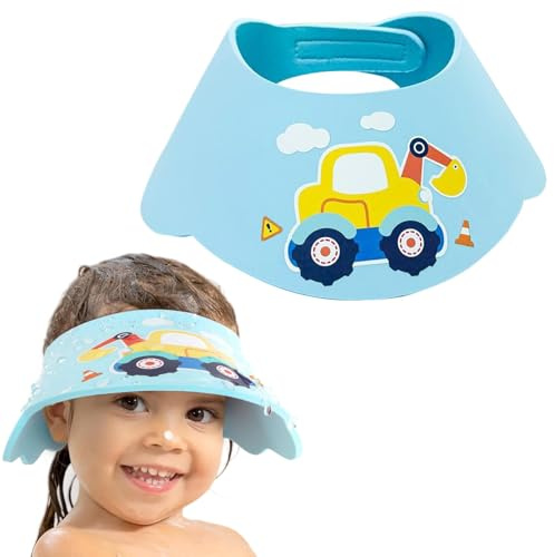Hshenjhu Cuffia da doccia per bambini, cuffia da doccia regolabile, morbido materiale EVA, protegge occhi, naso e orecchie dall'acqua e shampoo, perfetta per lavare i capelli senza stress