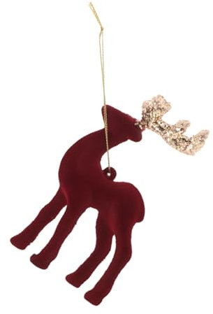 Abaodam Rentier-plüschornament Für Weihnachtsbaum Beflocktes Dekorationselement Hängende Figur Als Tischdeko Weihnachtsstrumpffüller Rentier-weihnachtsdekoration Mit Glitzerndem