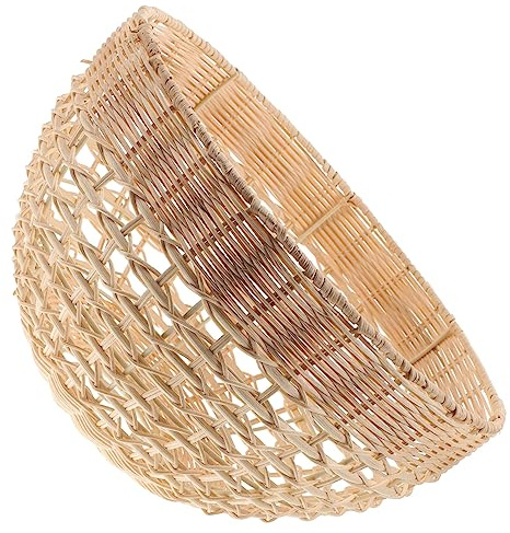 EXHUMKY Gewebter Rattan Lampenschirm Pendelleuchte Vintage Stil Natürliche Deko Langlebig Für Schlafzimmer Und Wohnzimmer 28x16cm
