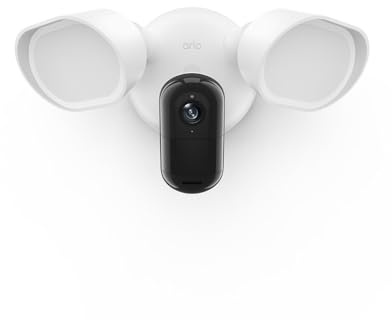 Arlo Floodlight 2K, utomhus wifi-kamera, 2K HDR-kvalitet, 160° vinkel, väderbeständig, nattsyn, sjöjungfru, 2 000 lumen, tvåvägsljud, Arlo Secure test, 1 kameror