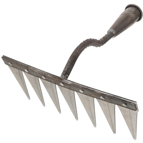 CIYODO Petit Râteau de Jardin Acier Renforcé Dents Pointues pour Désherbage Aération et Travail du Sol Léger et Maniable pour Pelouse et Potager