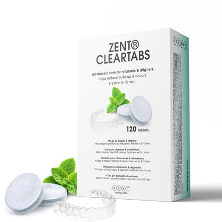 ZENT Nettoyant Pastille Appareil Dentaire - Pastille Gouttière Dentaire et Dentier, Nettoyant Prothèse Dentaire et Retainer, Compatible Nettoyeur Ultrasons, Menthe - 120 Pièces 4 Mois