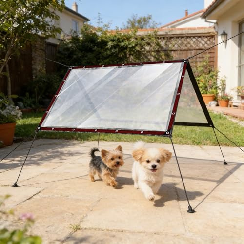 Plane Transparent mit Ösen 230 x 240 cm, Wasserdicht, Reißfest, Uv-Stabilisiert Windschutz, Verschiedenen Größen Und Farben, Abdeckplane mit Ösen Transparent, für Gartenmöbel Pavillon Pool, A