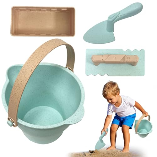 Småbarnstrandleksaker, sandleksaker - Sandhinkar och för barn - Castle Sandbox Tool Kit med mesh -väska hinkar sandleksak för trädgård