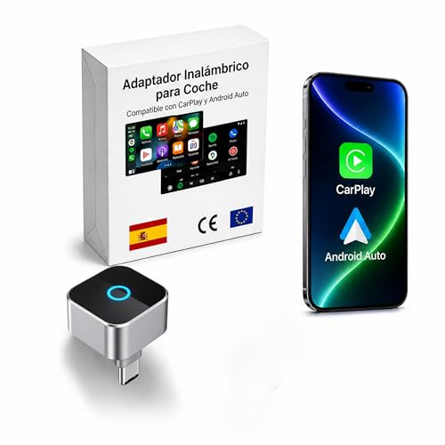 Astur Group Adaptador CarPlay Inalámbrico 2 en 1. Android Auto inalámbrico USB Compacto. Convierte carplay por Cable en conexión sin Cables rápida y Estable Conexión automática en 5s Plug & Play