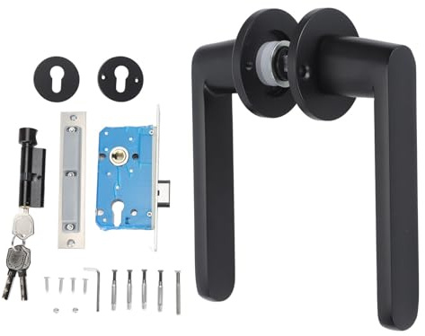 XZXCVN Juego de Manilla de Puerta Silenciosa, Cierre con Núcleo de Cobre y Piezas de Instalación, Negro - Operación Silenciosa, Material Duradero, Ideal para Puertas de Dormitorio e