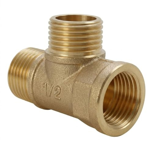 YOGAZEN 1/2 Zoll T-Stück, Messing T-Stück 1/2 Zoll, 1/2 T-Stücks 90°, Gewindefitting IGxIGxAG aus Messing, Wasseranschluss Verteiler, 3 Wege T-verbindungsstück für Trinkwasser Geeignet