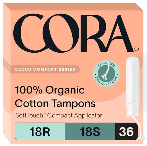 Cora Organic Cotton Tampons Multipack (18 Regular, 18 Super Tampons)