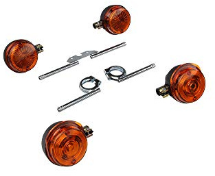 MZA Set: 4 Blinker rund komplett inkl. Blinkerträger verzinkt - für Simson S50, S51, S70