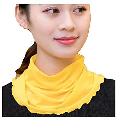 Cheerlife Damen Schal Loop Schal Tuch Halstuch Schlauchschal viele Farben Leicht Rundschal Seidenschal Kragen Frühling Herbst Winter Accessoire Gelb