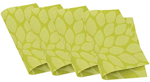 Venilia Tischset Blätter anisgrün, Platzset für Esszimmer, Esstischmatten, Telleruntersetzer, Platzdeckchen, gewebt, lebensmittelecht, 45 x 30 cm, 4 Stück, 59097