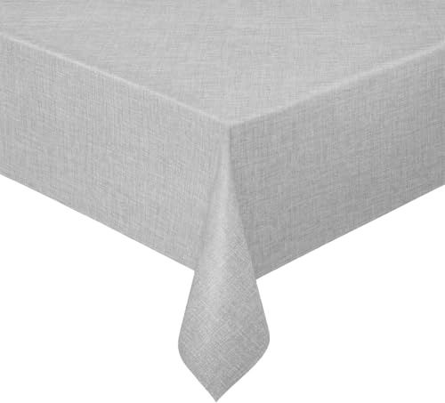 Wachstuch Wachstischdecke Tischdecke Gartentischdecke Lack Leinen Grau Quadratisch 110 x 110 cm abwaschbar