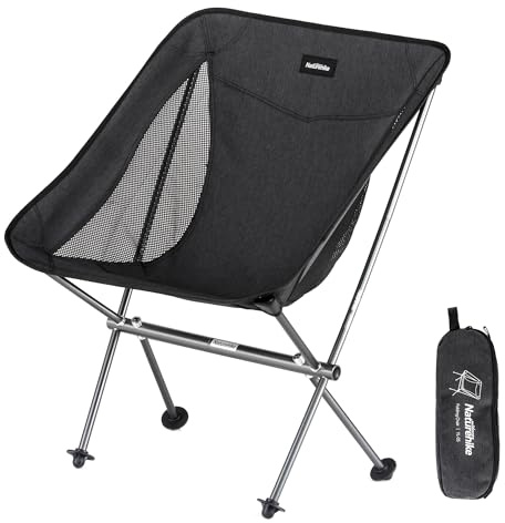 Naturehike La Silla de Camping portátil Puede soportar 150 kg, es Ultraligera y Plegable, y se Puede Montar y Desmontar rápidamente (Negro)