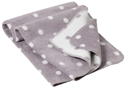 Richter Wendedecke Kuscheldecke Decke aus Baumwolle 100 x 150 cm in Titan mit Punkt Motiv