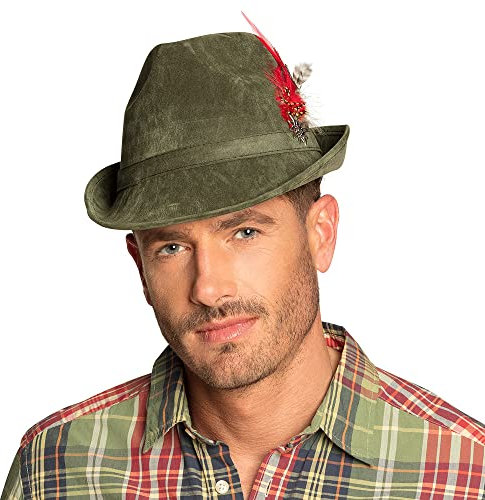 Boland 54285 - Hut Jagdmeister mit Edelweiß, Grün, Jäger, Trachtenhut, Kopfbedeckung, Volksfest, Mottoparty, Karneval