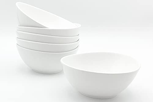 Furmaware 18 oz Porcelain Bowls - White Modern Solid Round Dinnerware Bowl Sets, 6 Pack - Cereal, Pasta, Ice Cream, Soup & Dessert, Microwave & Dishwasher Safe