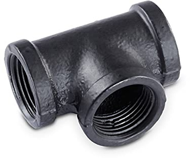 pamo Temperguss Fitting T-Verbinder – 3/4 Zoll für DIY Kleiderstange im | Industrial Loft Design | T-Stück | pulverbeschichtet Wasserrohr in schwarz für Do-It-Yourself Garderobe/Kleiderschrank