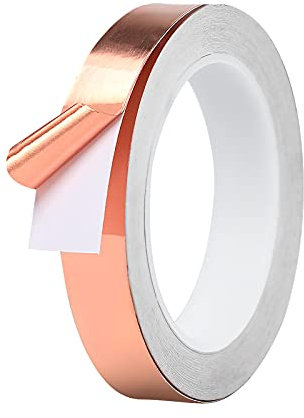 YUENX Kupferfolie mit Leiterkleber, Kupferfolie, Klebeband, 20 m x 20 mm, Stärke 0,05 mm, leitfähiges Klebeband für Leiterplatten, elektrische Reparaturen, Handwerk