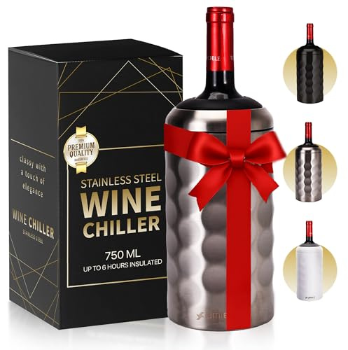 Premium Wine Chiller - 750ml Stainless Steel Bottle Cooler, Double-Walled & Vacuum Insulated - Keeps Wine Cold for 6+ Hours - Perfect Gift for Wine Lovers - Fits Most Champagne Bottles