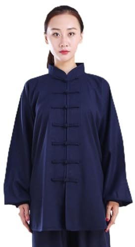 Tenue de Tai chi Kung fu et Qi Gong Homme Femme Coton et Lin Arts Martiaux Costume Chine Traditionnels Wing Chun Tai Chi Uniformes,Blue-XL