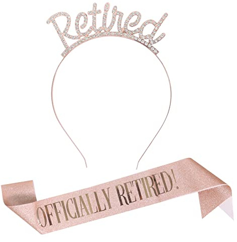 Qaziuy Tiara und Schärpe, offizielles Ruhestand, Schärpe und Strass-Tiara für Frauen, Ruhestandsparty-Dekorationen, Zubehör