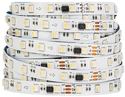 BTF-LIGHTING WS2814 4in1 RGBW Addressierbare LED Streifen RGB+Warmweiß 5050SMD+WS2814 RGB IC 5M 300LEDs DC24V PCB Weiß IP30 Nicht Wasserdicht Traumfarbe für Heimdekoration DIY-Projekt | Flexibel Adressierbar RGB + Warmweiß Streifen LED-Streifen 50 Pixel für Schlafzimmer Küche Wohnzimmer (nur Streifen)