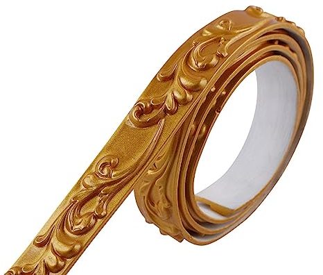 Dostear TapetenbordüRe Selbstklebende BordüRe Wand Wohnzimmer Tapeten Fliesenaufkleber Bad Dekoband Selbstklebend 11 - Gold 2.6 x 500 cm