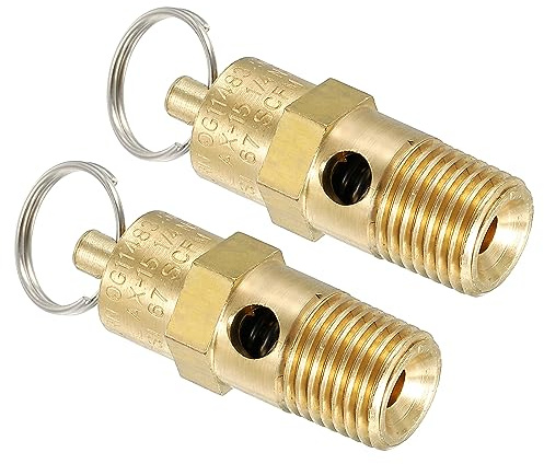 PATIKIL 1/4 Male NPT Safety Valve, 2 Pack Pressure Release Valve for Air Compressor, 175 PSI Set Pressure
