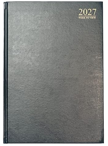 2027 Diary A4 Week to View - Black