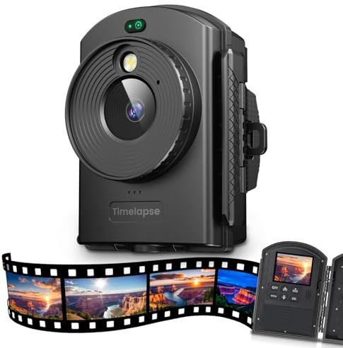 Zeitraffer Kamera für Außenbau - Zeitrafferkamera mit Infrarot-Positionierung & LED-Licht, 180 Tage Aufnahme, 1080P AVI-Videos & Fotos für Kochen, Pflanzenwachstum, Zeichnen, Landschaft (64GB)