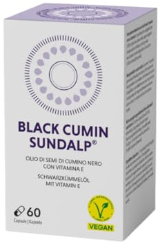 SUNDALP Black Cumin | Integratore Alimentare per Benessere Digestivo e Immunitario, Olio di Cumino Nero, Ricco di Acidi Grassi e Terpeni - 60 Capsule
