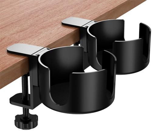 Schreibtisch Becherhalter,Regerly 2 Stück Becherhalter Anti Verschütten Becherhalter für Schreibtisch Tisch Getränkehalter SchreibtischFlaschenhalter Bett Tassenhalter für Büroküche (schwarz)