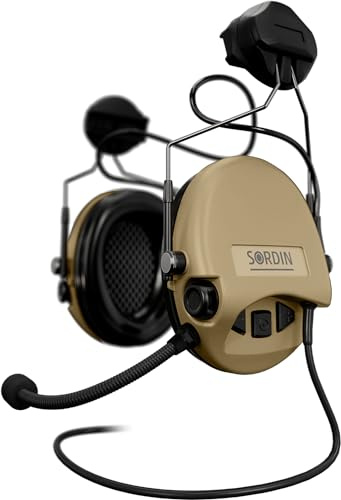 Sordin MIL CC Kapsel-Gehörschützer - Militär-Gehörschutz mit Funk-Anschluss, Mikrofon & ARC-Adapter - Tan