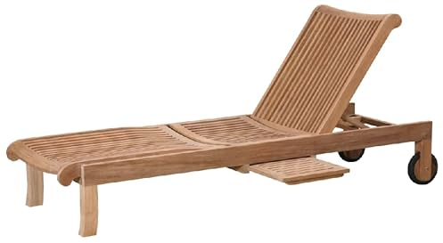 Teako Design Gartenliege Teak Grosseto Massivholz Wetterfest, 65 x 35 x 200 cm, für Außenbereich geeignet, Terassenmöbel, Gartenzubehör, langlebig und robust