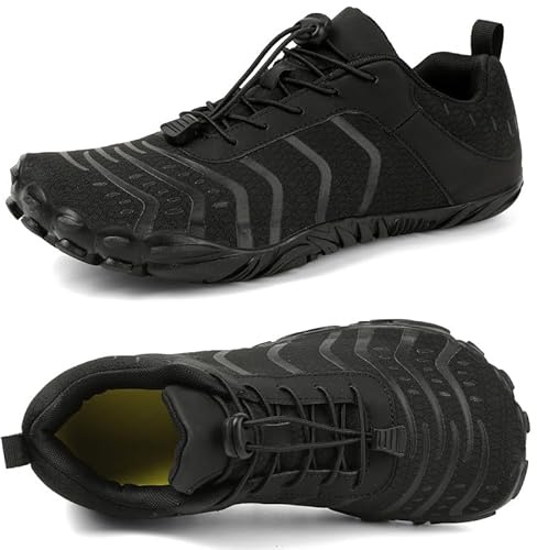Barefoot Shoes Men Women Minimalist Shoes Zero Drop Workout Cross-Trainer Hiking Water Wide Toe Box Grounded Footwear Weightlifting Walking Black