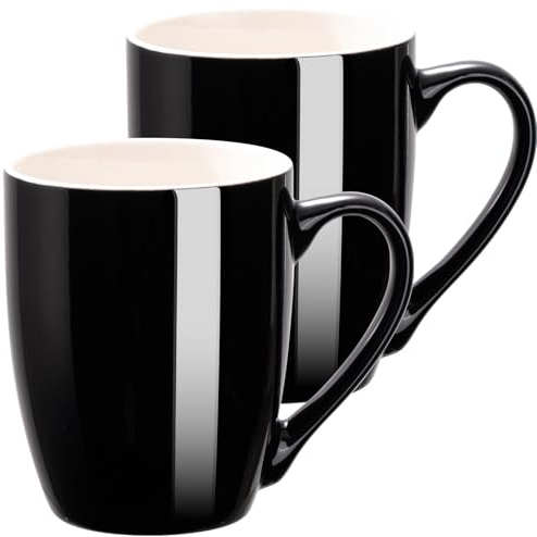 gegewawa Coffee Mug Ceramic, Black Coffee Cups Ceramic Set of 2, 12 Oz Large Coffee Mug for Latte, Tea, Cappuccino, Cocoa-Microwavable