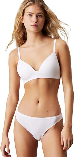 Calvin Klein Damen T-Shirt BH Wire Free Verstellbare Träger, Weiß (White), 75D