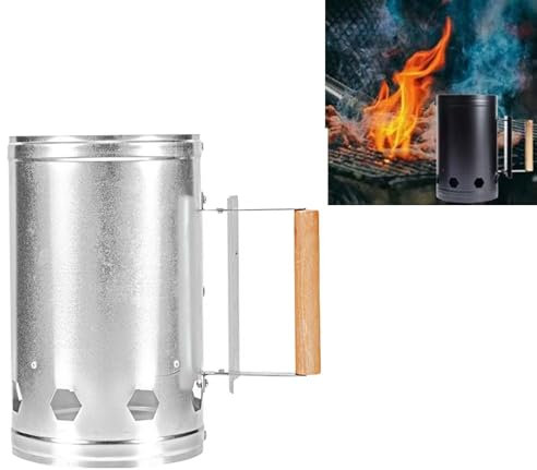 RJSQAQE Robuster Holzkohle-Kaminanzünder, Grillanzünder für Grillkohle, Grillkamin für Holzkohlegrill und Grills, Outdoor-Kochkohle-Dosenzubehör (weiß)