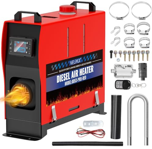 VELPAX 12V 8KW Diesel Air Heater, All in One Truck Heater, Portable Diesel Heater with Remote Control LCD Monitor and Silencer for Car Trucks Bus RV and Trailer
