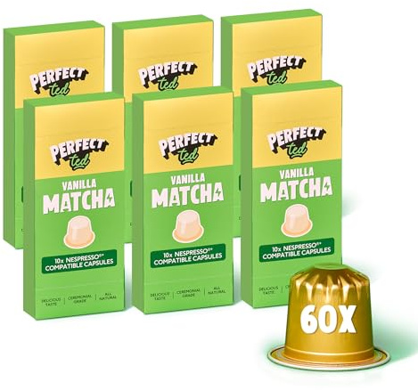 PerfectTed Saveur Vanille | 60 Capsules de Matcha compatibles avec Nespresso® | Poudre de Matcha de qualité cérémoniale