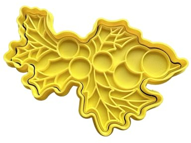 The Cookie Cutter Hub Stampino per biscotti a forma di vischio natalizio e goffratura abbinata, per biscotti, argilla, decorazione da forno