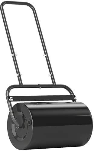 Outsunny Rodillo para Césped Ancho 58cm Ø32cm Rodillo de Césped de 38L Relleno de Arena o Agua con Mango en U para Jardín Granja Negro