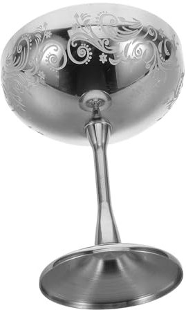 LIFKOME Tazón De Helado Vasos Para Beber Copa De Vinos Retro De Copa Taza Para El Hogar Taza Para El Hogar Tazas De Postre Contenedor De Vino Copas Antiguas Acero Inoxidable Silver