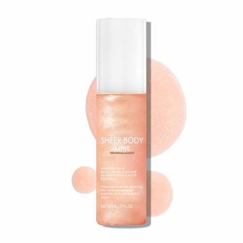 Brume Spray Solaire Spf 42,Spray de Protection Pailleté pour le Corps,Infusé d'huile Scintillante,Résistant à l'eau et non Gras avec un Large Spectre Pour les Femmes