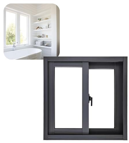 Finestre Scorrevoli Orizzontali per Seminterrati,Finestre di Ricambio in Alluminio con Zanzariera e Vetro,Finestre di Ventilazione Grandi Dimensioni per Pollai e Bagn(Size:W 40cm*H 40cm,Color:grigio)