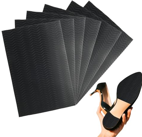 6 parsuole per scarpe, protezione antiscivolo, suola per scarpe, protezione morbida, fondo in gomma antiscivolo, adesivo per ridurre il rumore autoadesivo (nero)
