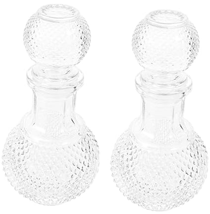 Mobestech Set 2 Pezzi Bottiglia di Vetro per Liquore da 250ml Design Artistico Semplice e Generoso, per Hotel e Banchetti, Migliora Gusto del Vino