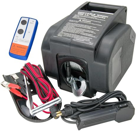 Paranco a catena Verricello elettrico per rimorchio per barche 12V 2000 libbre | Portatile staccabile con telecomando wireless per yacht e uso marino Gru e ascensori