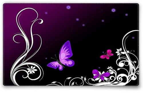 Silent Monsters Mouse Mat Small 10 x 8 inches / 24 x 20 cm, Purple Butterfly, Stitched Edges, washable & rollable Mouse Pad, Gaming Home Office Mousemat, Mousepad non-slip & quiet, Desk Mat